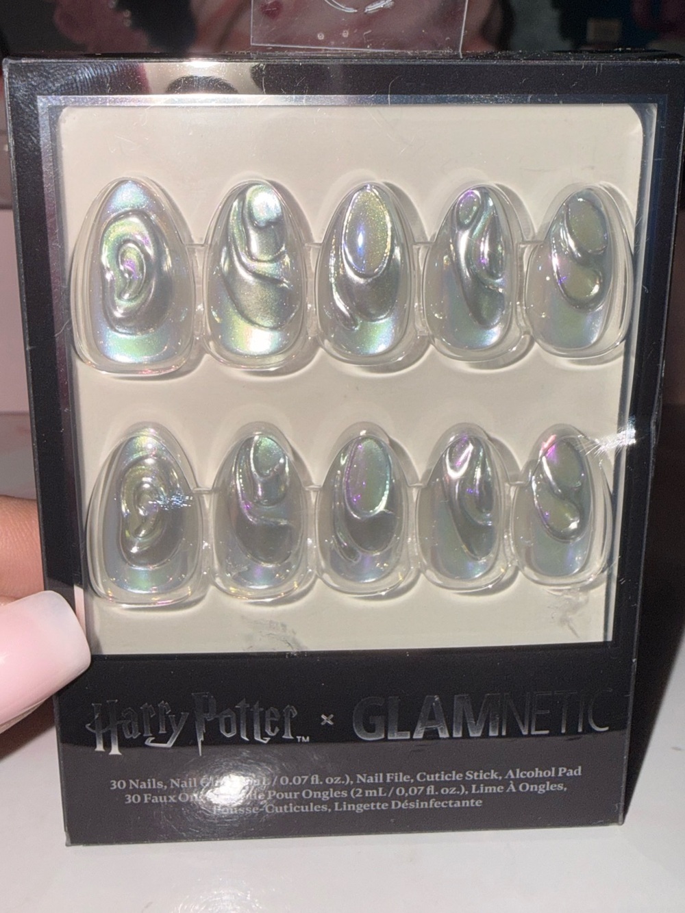 Harry Potter “Unicorn Blood” Iridescent Press-On Nails - Silver Holographic